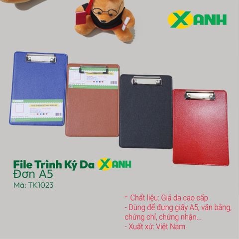 [MẪU MỚI] File Trình Ký Da Đơn A5 Mã TK1023 - Kích thước: 18x24,5cm