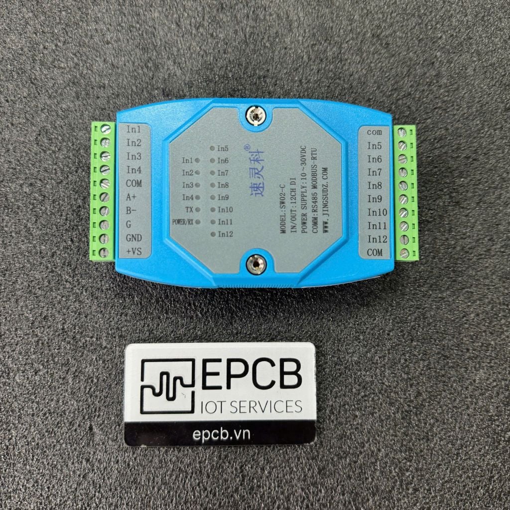 Module chuyển đổi đầu vào DI 12 kênh sang RS485 Modbus RTU DI-SW02