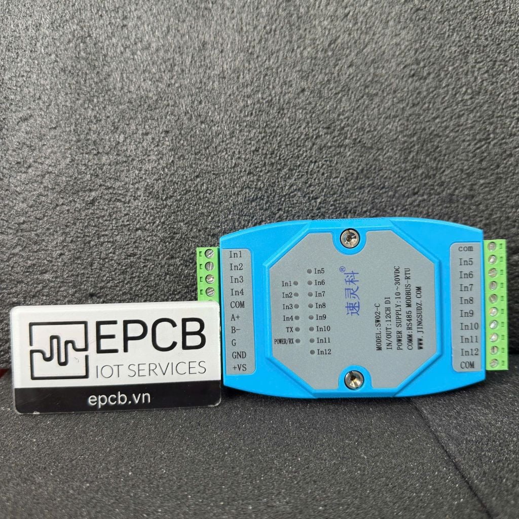 Module chuyển đổi đầu vào DI 12 kênh sang RS485 Modbus RTU DI-SW02