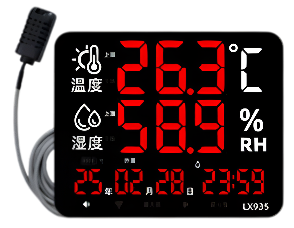 Đồng hồ đo nhiệt độ độ ẩm hiển thị ngày giờ màn hình led EP-LX935