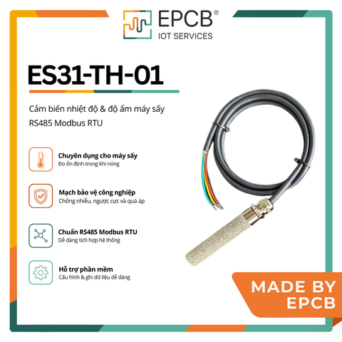 Cảm biến nhiệt độ độ ẩm máy sấy ES31-TH-01 (RS485 Modbus RTU)