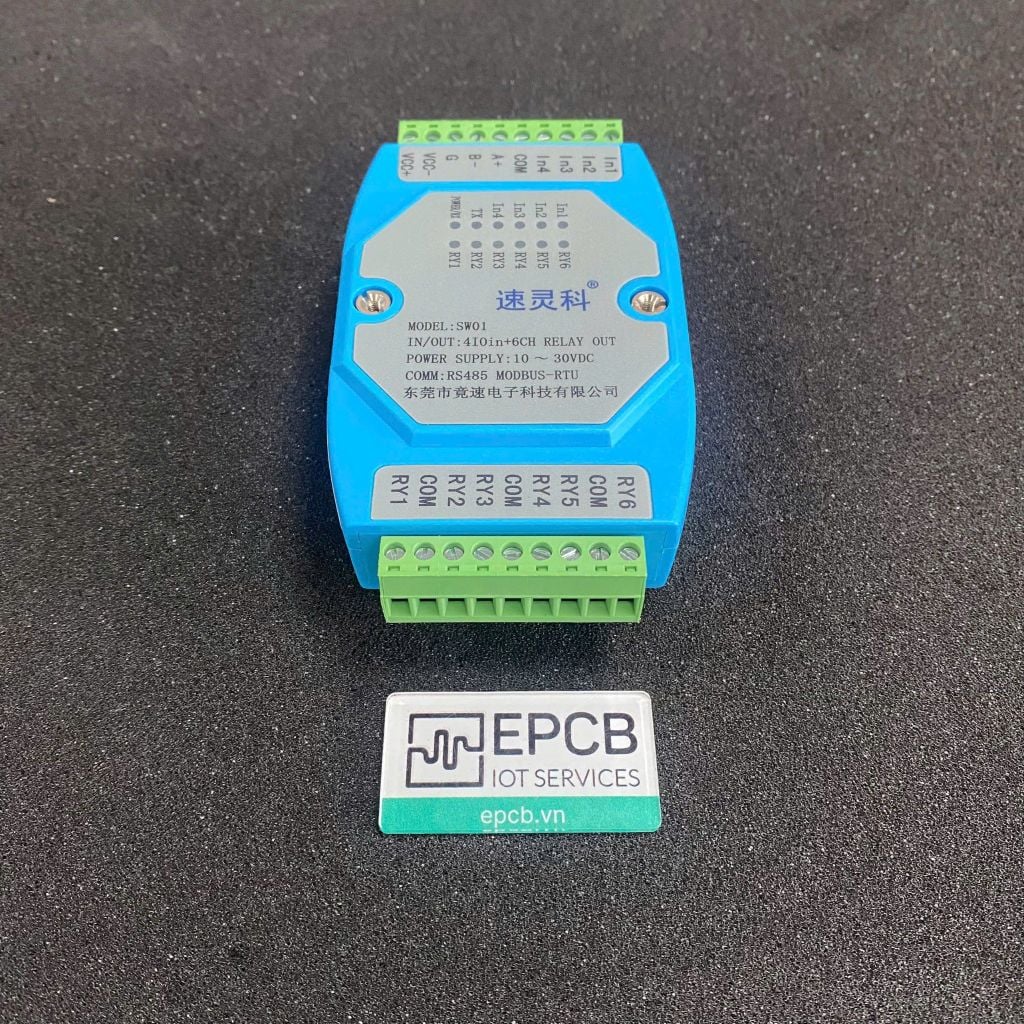 Module chuyển đổi 4 đầu vào DI / 6 Relay Output sang RS485 Modbus RTU DI-SW01
