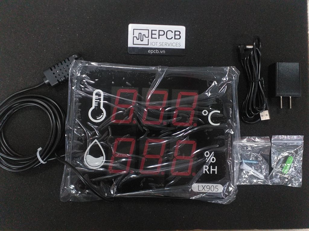 Đồng hồ đo nhiệt độ, độ ẩm LED EP-LX905 - Hỗ trợ RS485 và Còi đèn