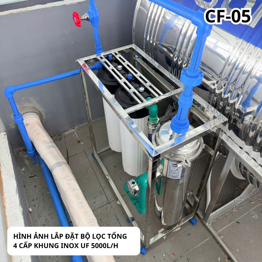 Lọc tổng khung inox 4 cấp UF 5000L Green Life dùng cho nhà phố