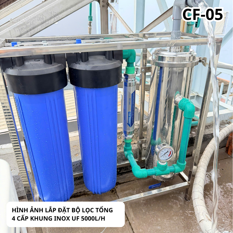 Lọc tổng khung inox 4 cấp UF 5000L Green Life dùng cho nhà phố