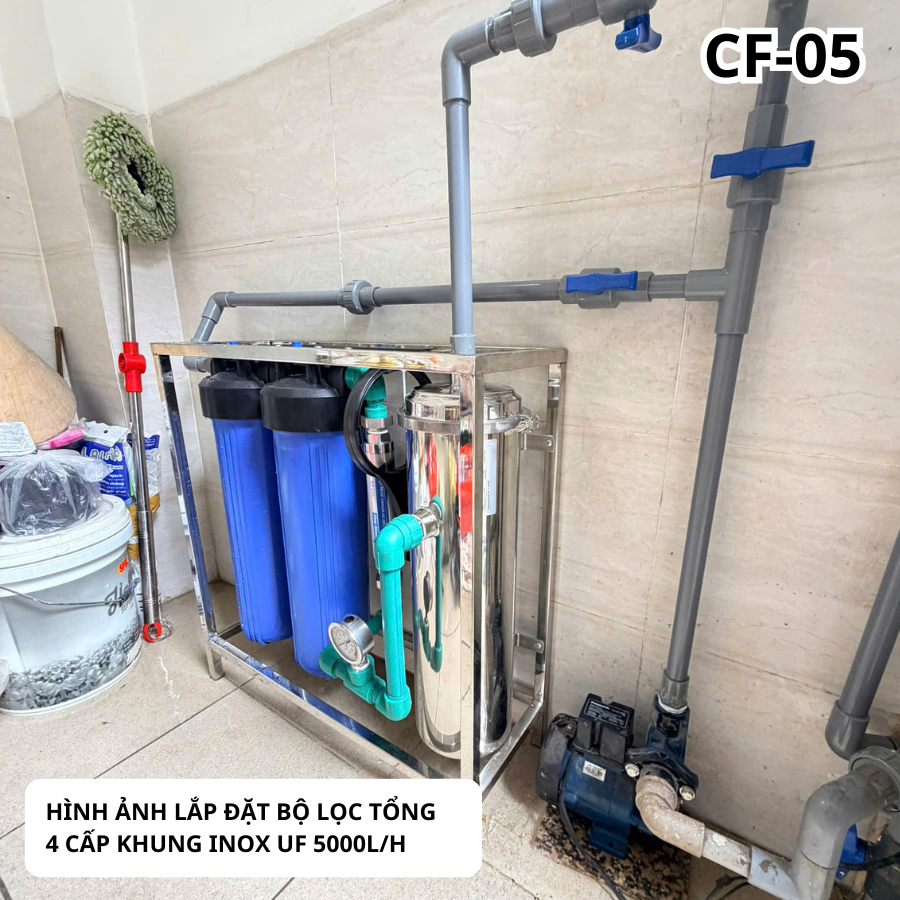 Lọc tổng khung inox 4 cấp UF 5000L Green Life dùng cho nhà phố