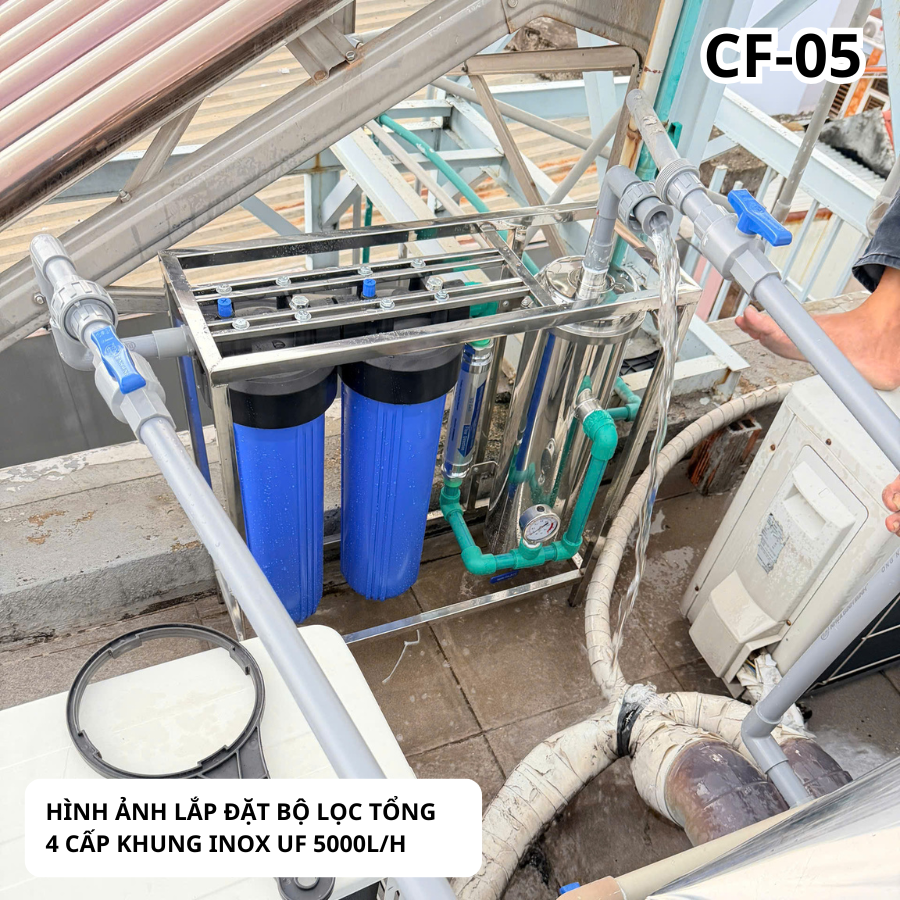 Lọc tổng khung inox 4 cấp UF 5000L Green Life dùng cho nhà phố