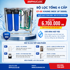 Lọc tổng khung inox 4 cấp UF 5000L Green Life dùng cho nhà phố