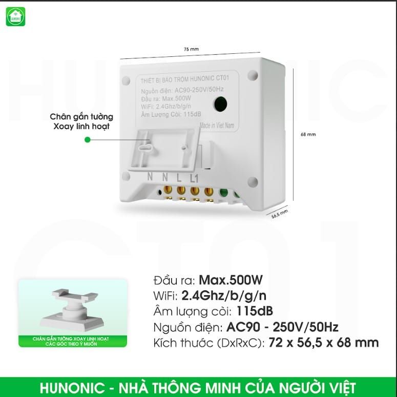 Thiết Bị Chống Trộm Và Báo Khách Wifi Hunonic CT01