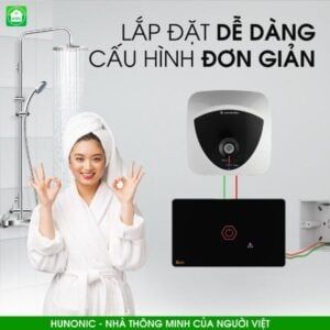 Công Tắc Chống Giật Bình Nóng Lạnh Thông Minh Hunonic Luxury Hình Vuông