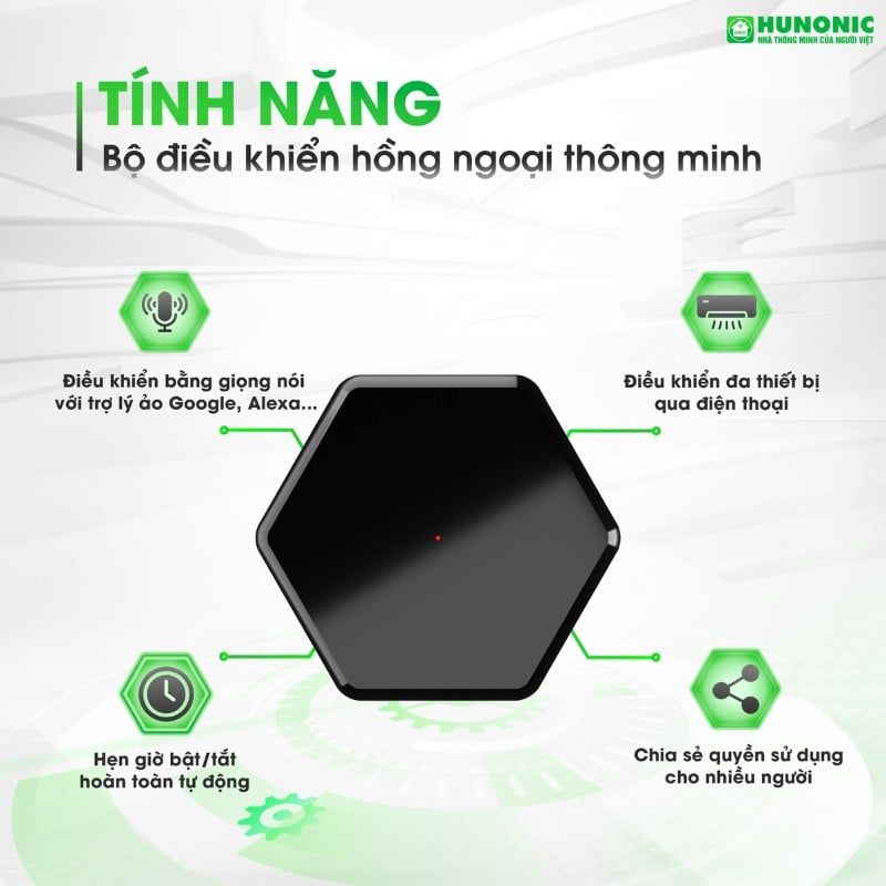 Bộ điều khiển hồng ngoại wifi Hunonic IR Smart, điều khiển Tivi, Điều Hoà qua điện thoại
