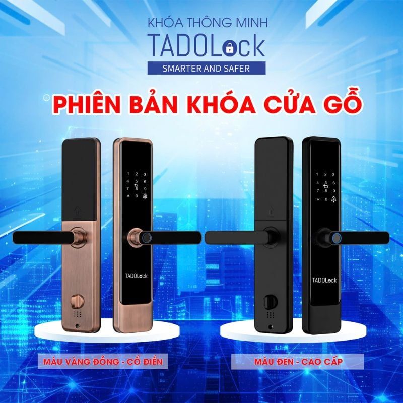 KHÓA THÔNG MINH TADOLock Cửa gỗ (Vàng hồng cổ điển)