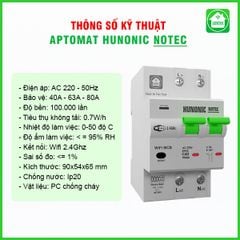 Aptomat Cầu Dao Wifi Thông Minh Đo Năng Lượng Hunonic Notec