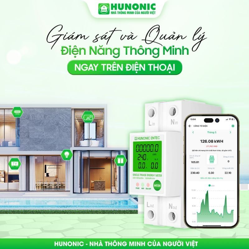 Bộ Kiểm Soát Điện Năng Thông Minh Wifi HUNONIC ENTEC