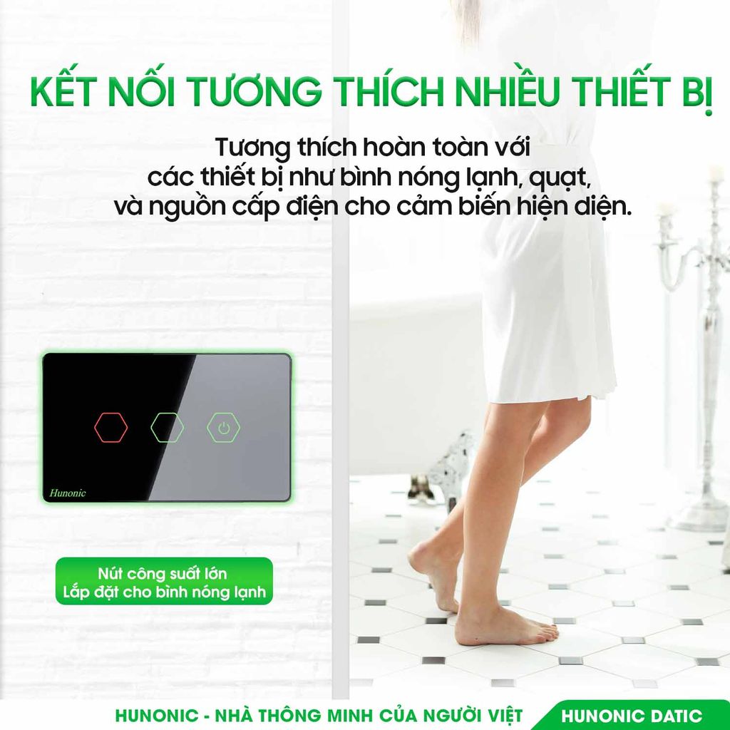 Công Tắc Wifi 3 Nút Liên Kết Nhà Vệ Sinh Thông Minh Màu Đen