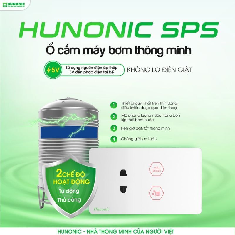 Ổ Cắm Máy Bơm Chống Giật An Toàn Hunonic SPS