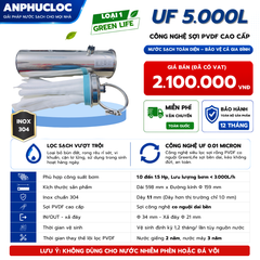 Bộ lọc đầu nguồn sinh hoạt UF5000L công suất 5000L/h công nghệ sợi PVDF cao cấp