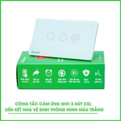 Công Tắc Wifi 3 Nút Liên Kết Nhà Vệ Sinh Thông Minh Màu Trắng