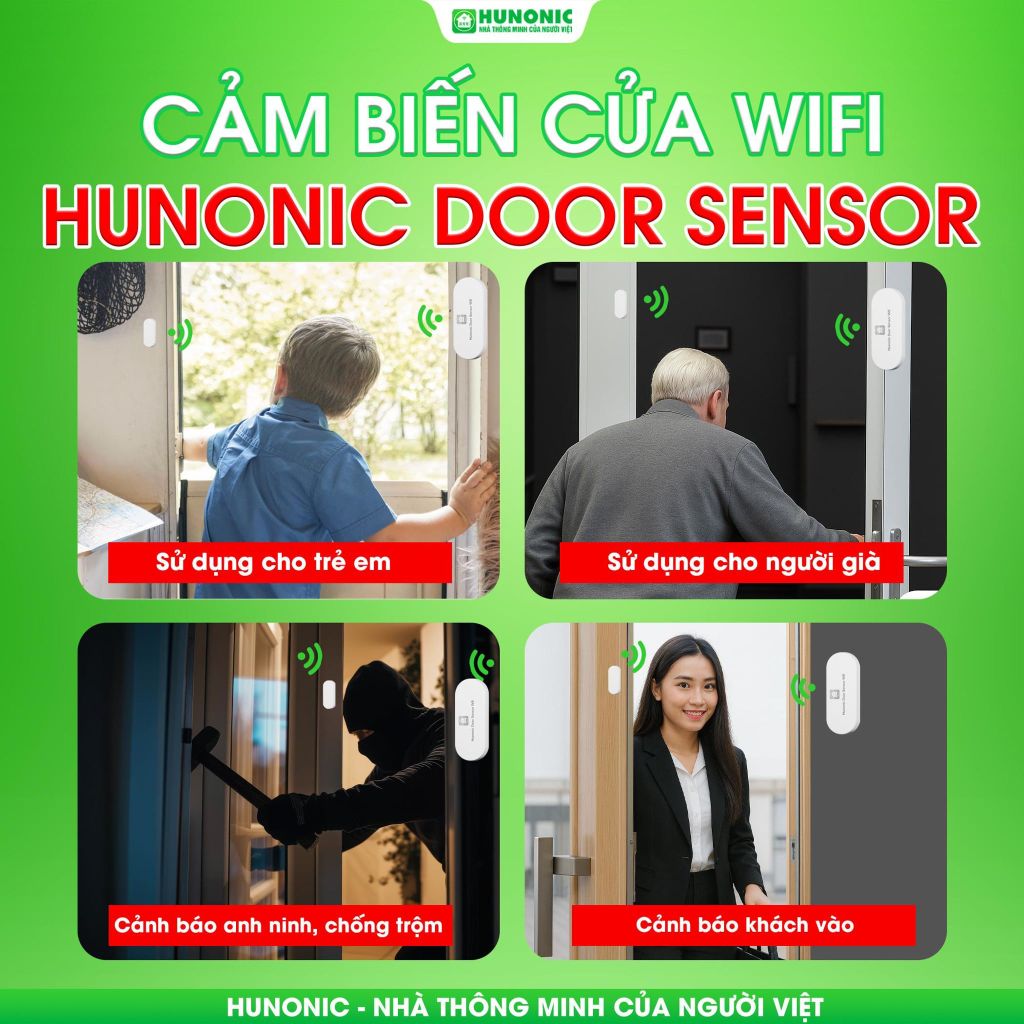 Cảm biến cửa Wifi Hunonic Door Sensor Thế Hệ Mới