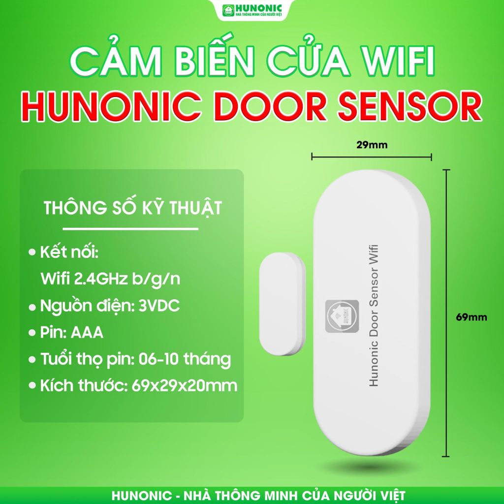 Cảm biến cửa Wifi Hunonic Door Sensor Thế Hệ Mới