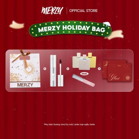 (New) Túi Quà Thần Tài Phiên Bản Nhà Đất Merzy Holiday’25 Bundle Bag – Brown (Phân loại Gương Mini hoặc Cọ môi)