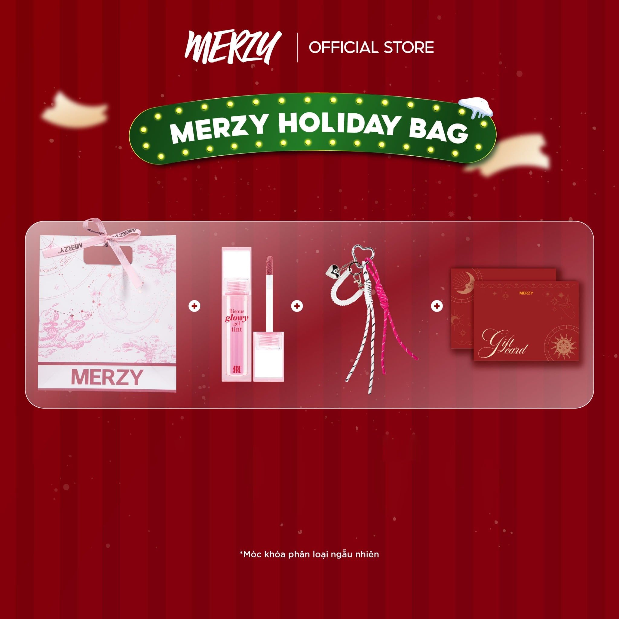 (New) Túi Quà Thần Tài Phiên Bản Nhà Khí Merzy Holiday’25 Bundle Bag – Pink (Phân loại móc khóa)