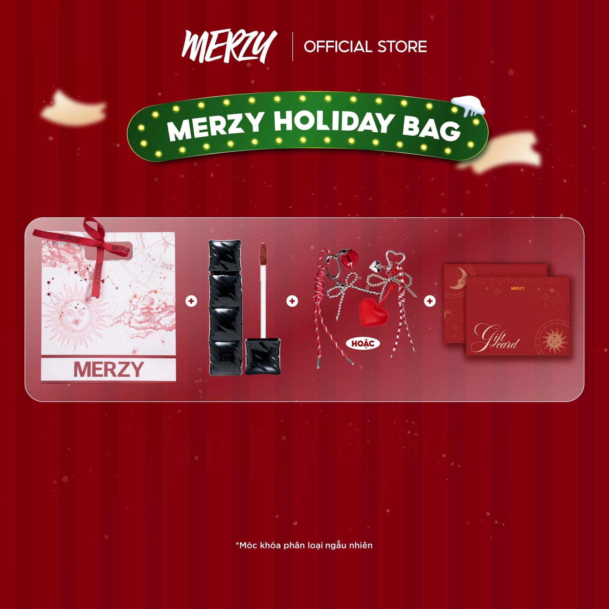 (New) Túi Quà Thần Tài Phiên Bản Nhà Lửa Merzy Holiday’25 Bundle Bag – Red (Phân loại móc khóa)