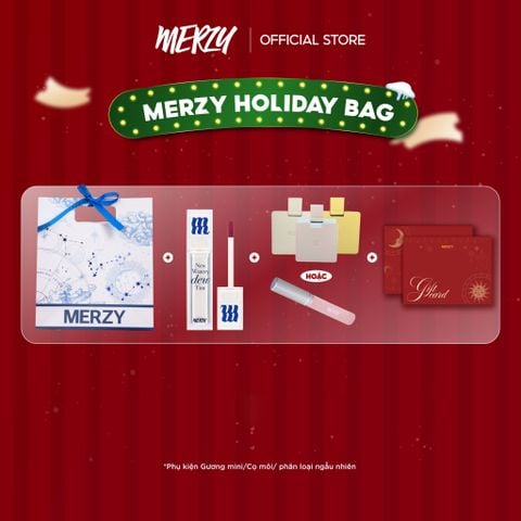 (New) Túi Quà Thần Tài Phiên Bản Nhà Nước Merzy Holiday’25 Bundle Bag – Blue (Phân loại Gương Mini hoặc Cọ môi)