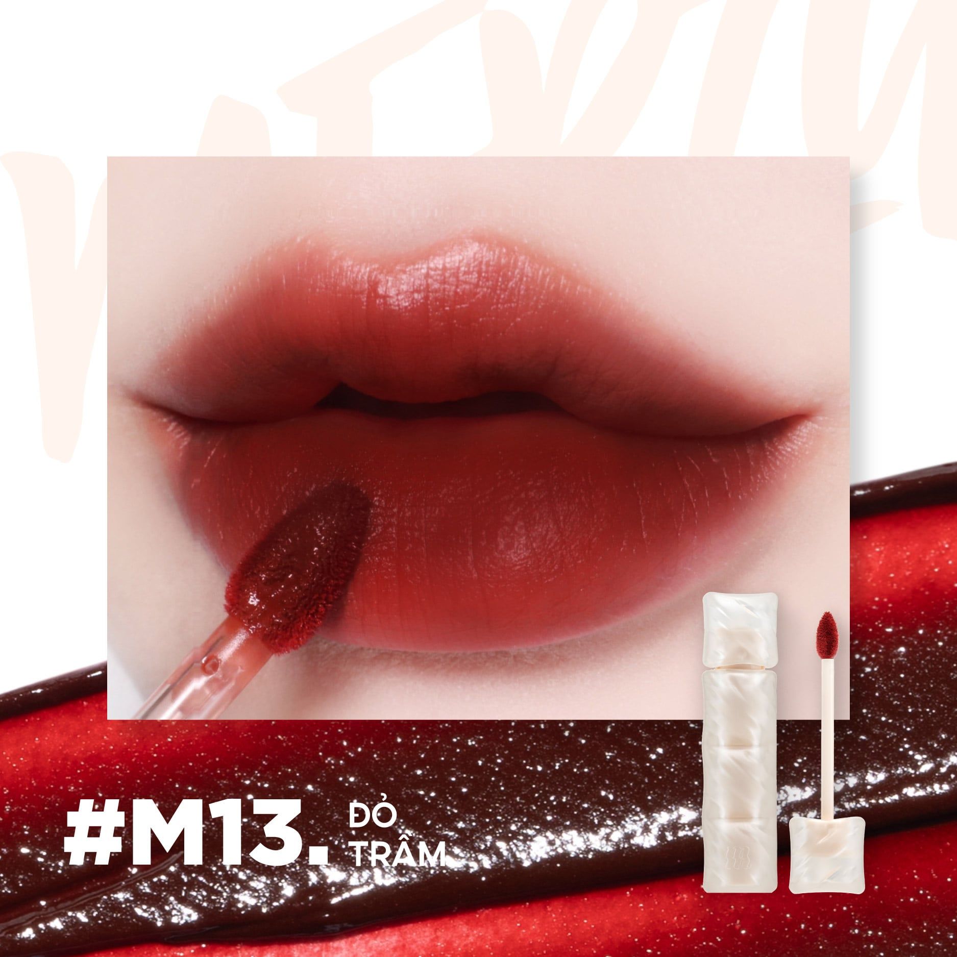 (New) Son Kem Lì Merzy Puffer Mellow Tint #M13 Vapor Red