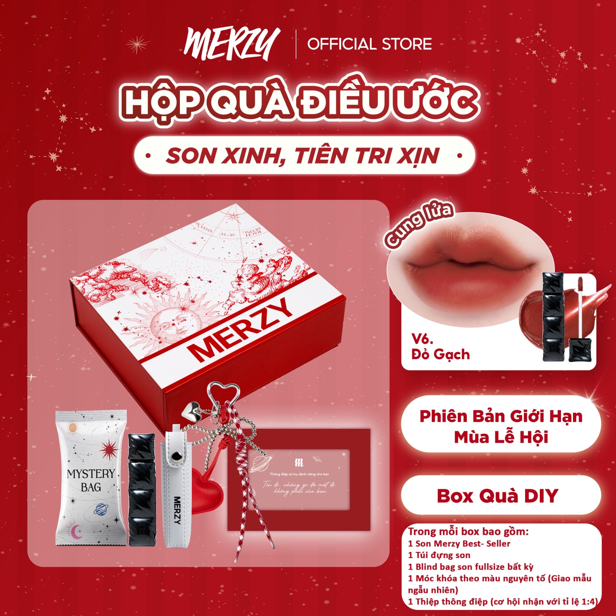 (New) Hộp Quà Điều Ước Phiên Bản Nhà Lửa Merzy Holiday 25 Bundle Red