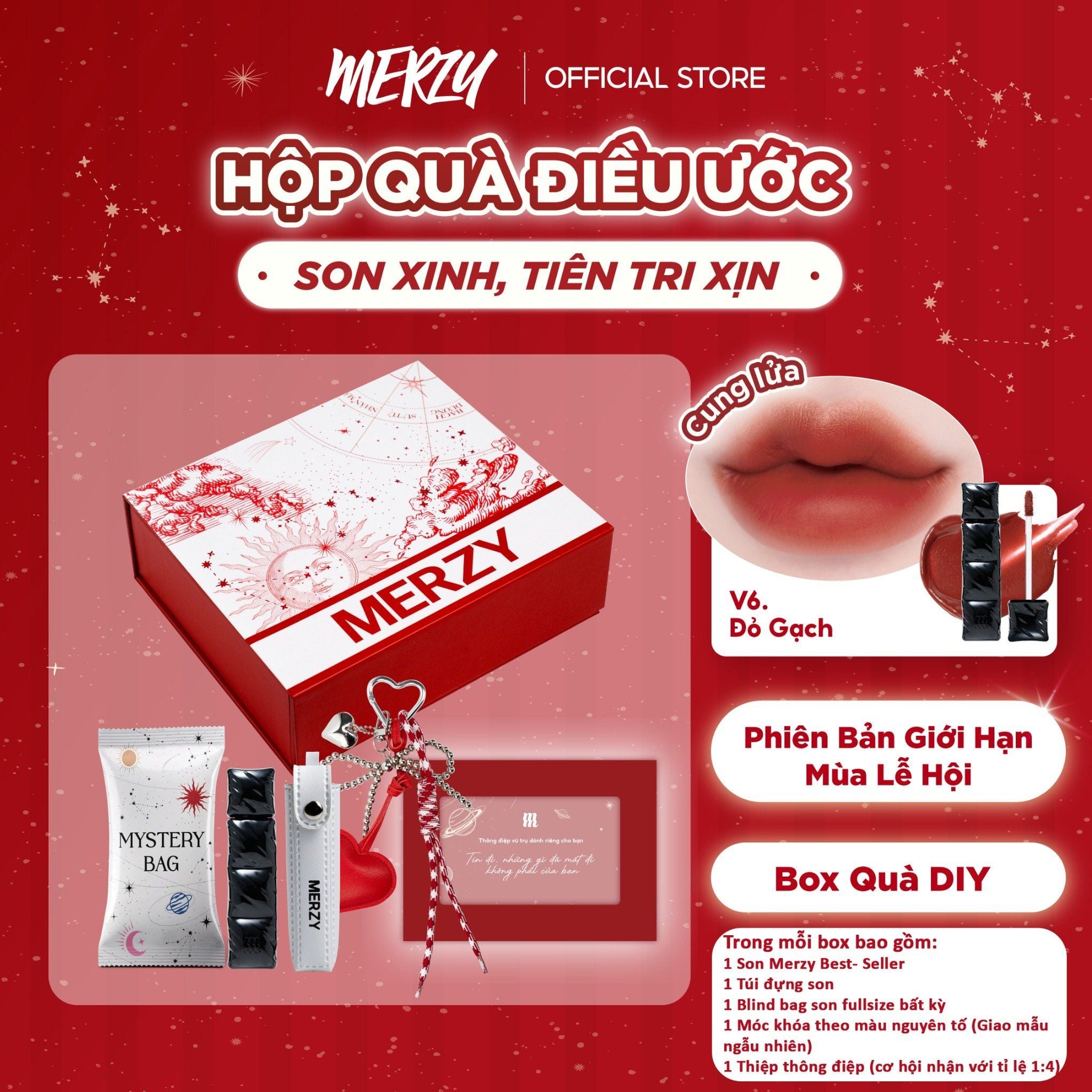 (New) Hộp Quà Điều Ước Phiên Bản Nhà Lửa Merzy Holiday’25 Bundle – Red