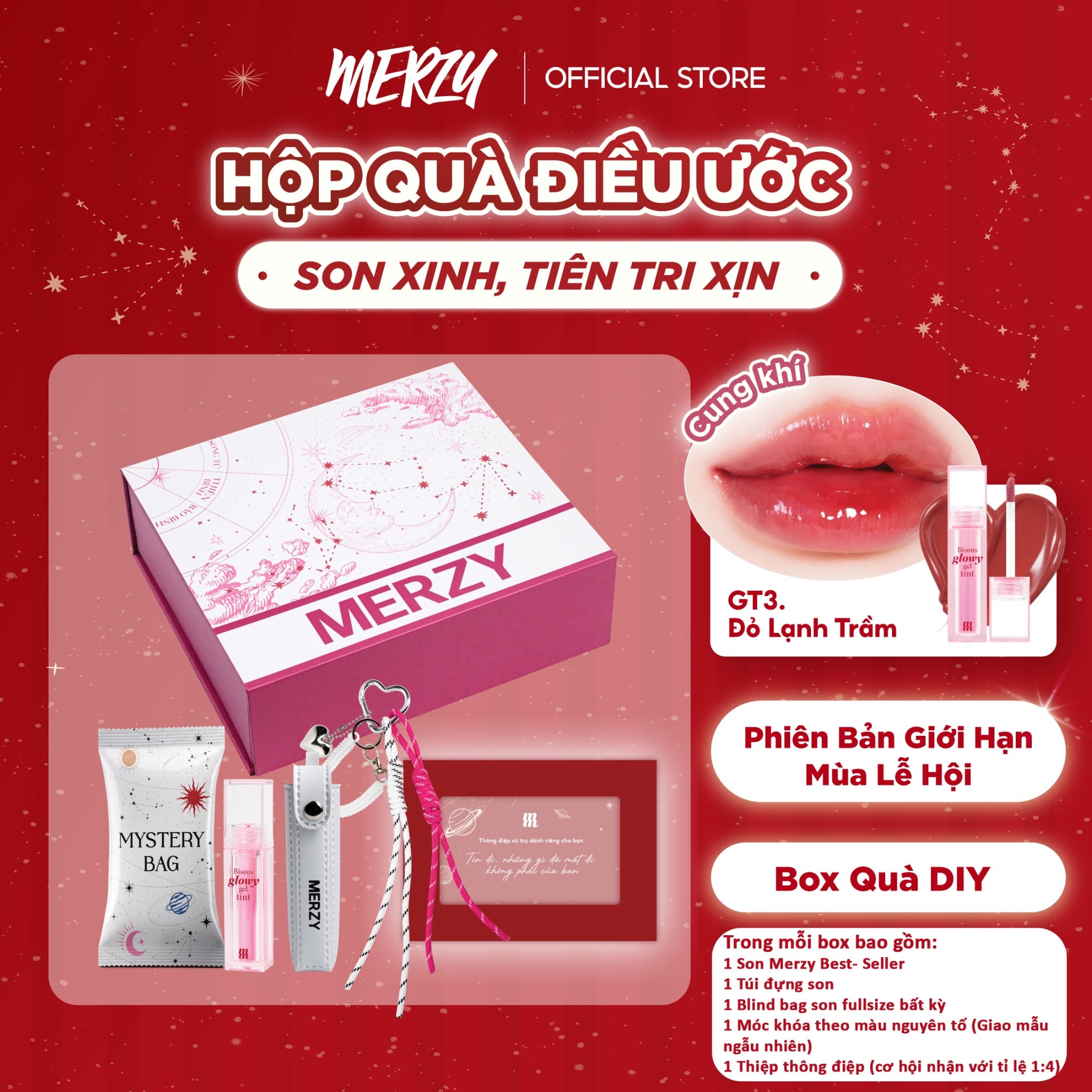 (New) Hộp Quà Điều Ước Phiên Bản Nhà Khí Merzy Holiday 25 Bundle Pink