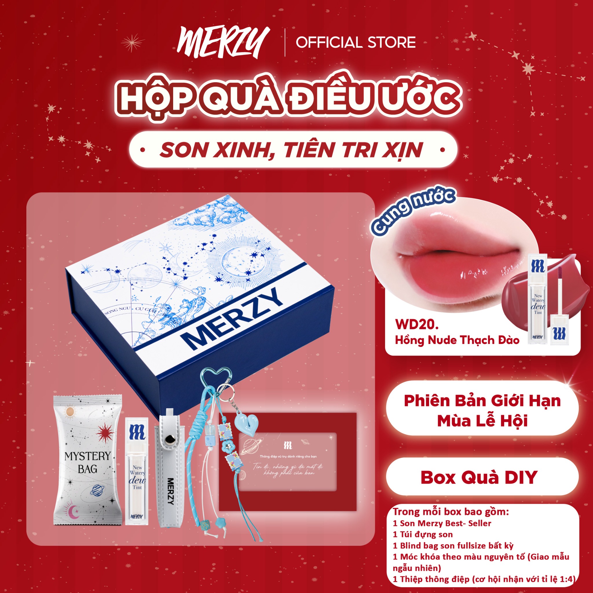 (New) Hộp Quà Điều Ước Phiên Bản Nhà Nước Merzy Holiday 25 Bundle Blue
