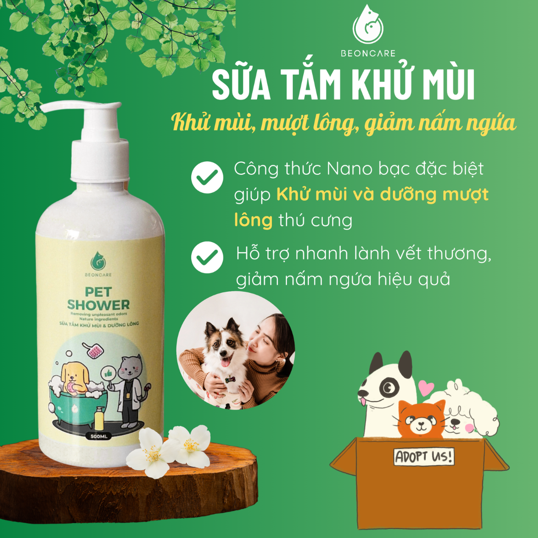 Sữa tắm khử mùi và dưỡng lông thú cưng, chai 500ml
