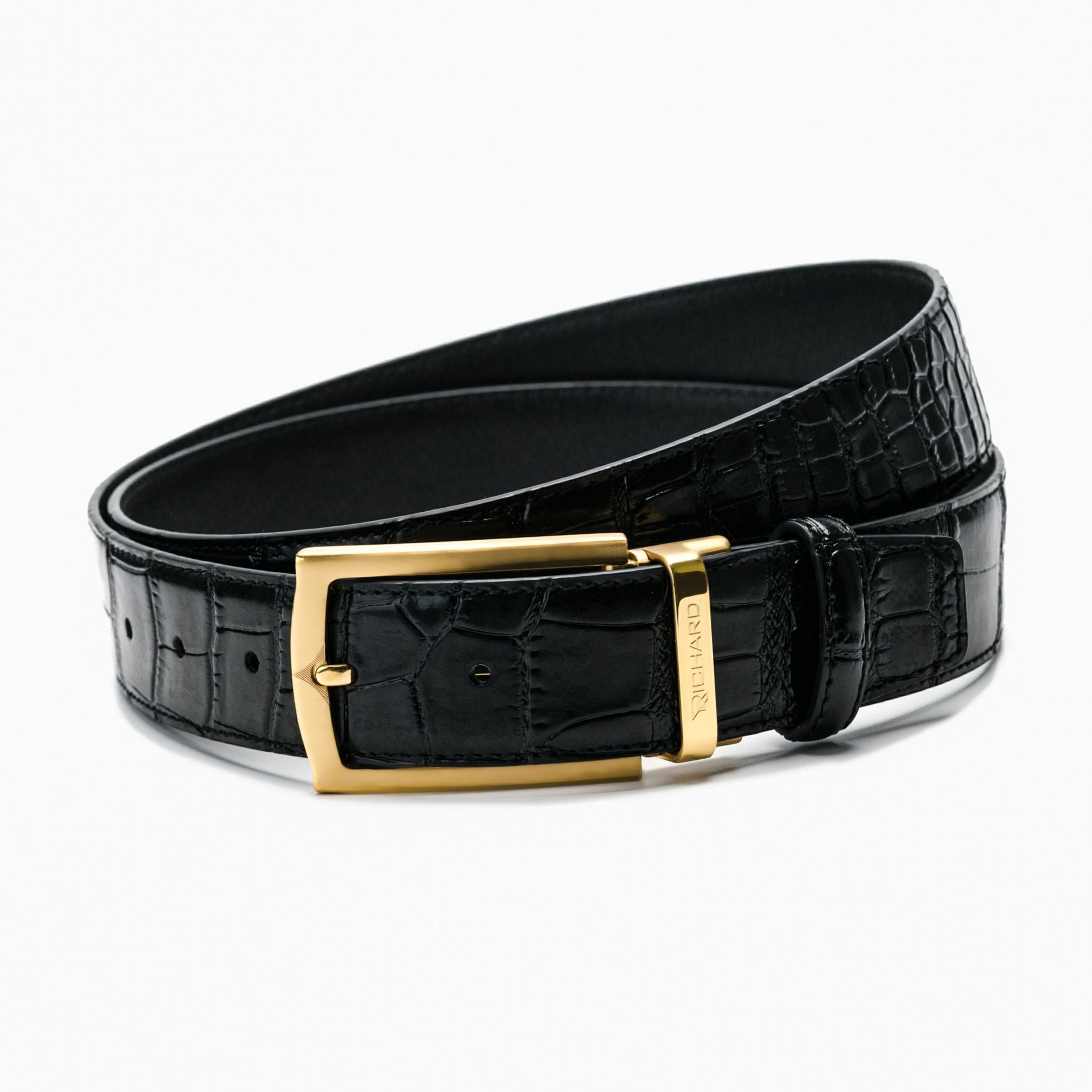 Dây thắt lưng da vân cá sấu 3.4cm khoá kim Richard RC079ACS