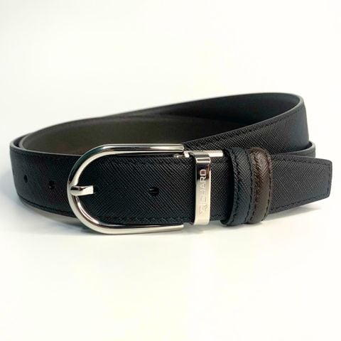Dây lưng nam da bò vân Saffiano 3.0 cm mặt khóa thép không gỉ RC108BS
