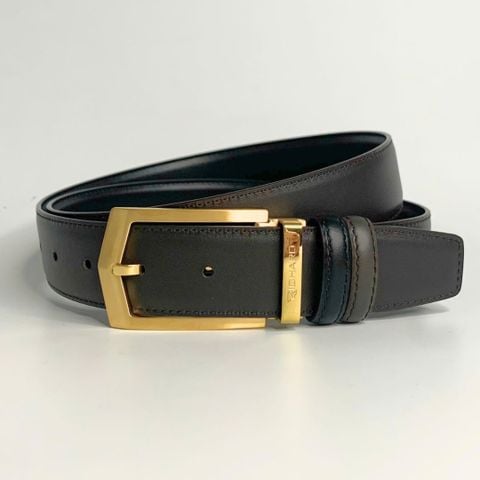 Dây lưng nam da bò nâu đen mịn 3.4 cm mặt khóa thép không gỉ Richard RC062AD