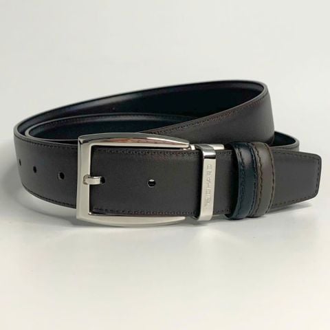 Dây lưng nam da bò nâu đen mịn 3.4 cm mặt khóa thép không gỉ Richard RC069BD