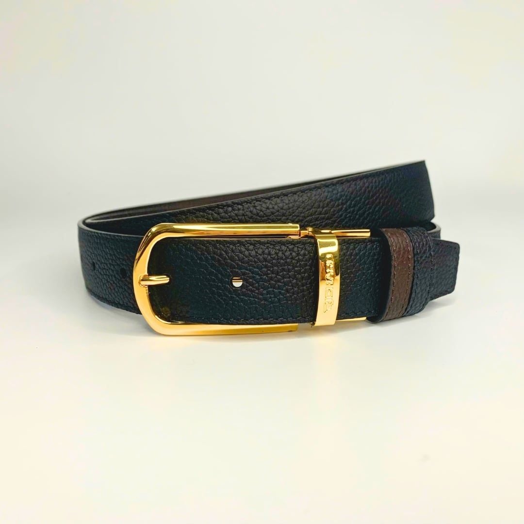 Thắt lưng nam da bò 3.0 cm nâu đen sần khóa kim Richard RC004AR