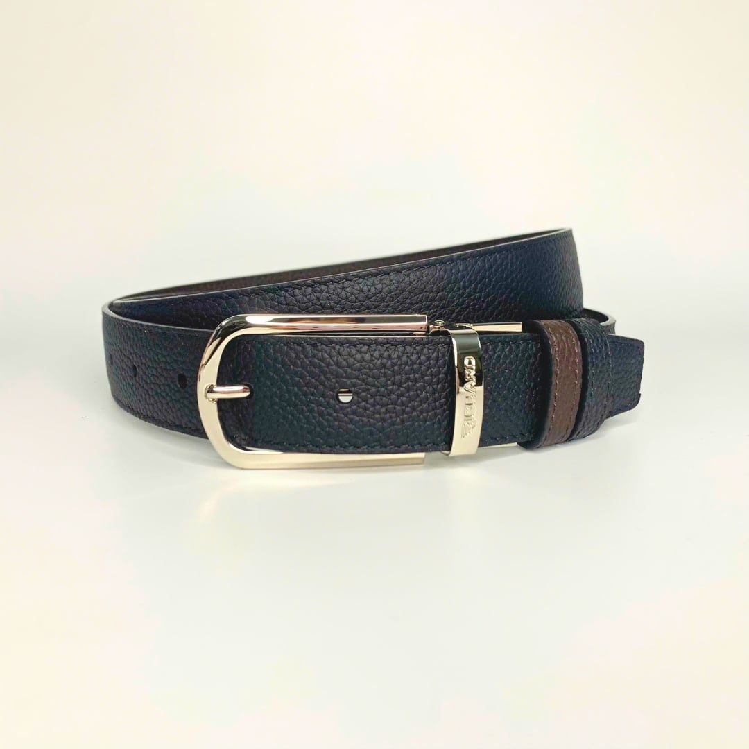 Thắt lưng nam da bò 3.0 cm nâu đen sần khóa kim Richard RC004BR