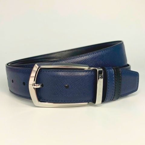 Dây lưng nam da bò vân Saffiano 3.4 cm mặt khóa thép không gỉ RC063BSX