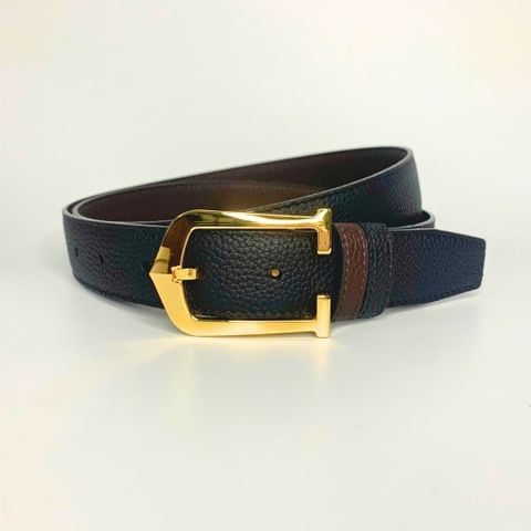 Thắt lưng nam da bò 3.0 cm nâu đen sần khóa kim Richard RC067AR