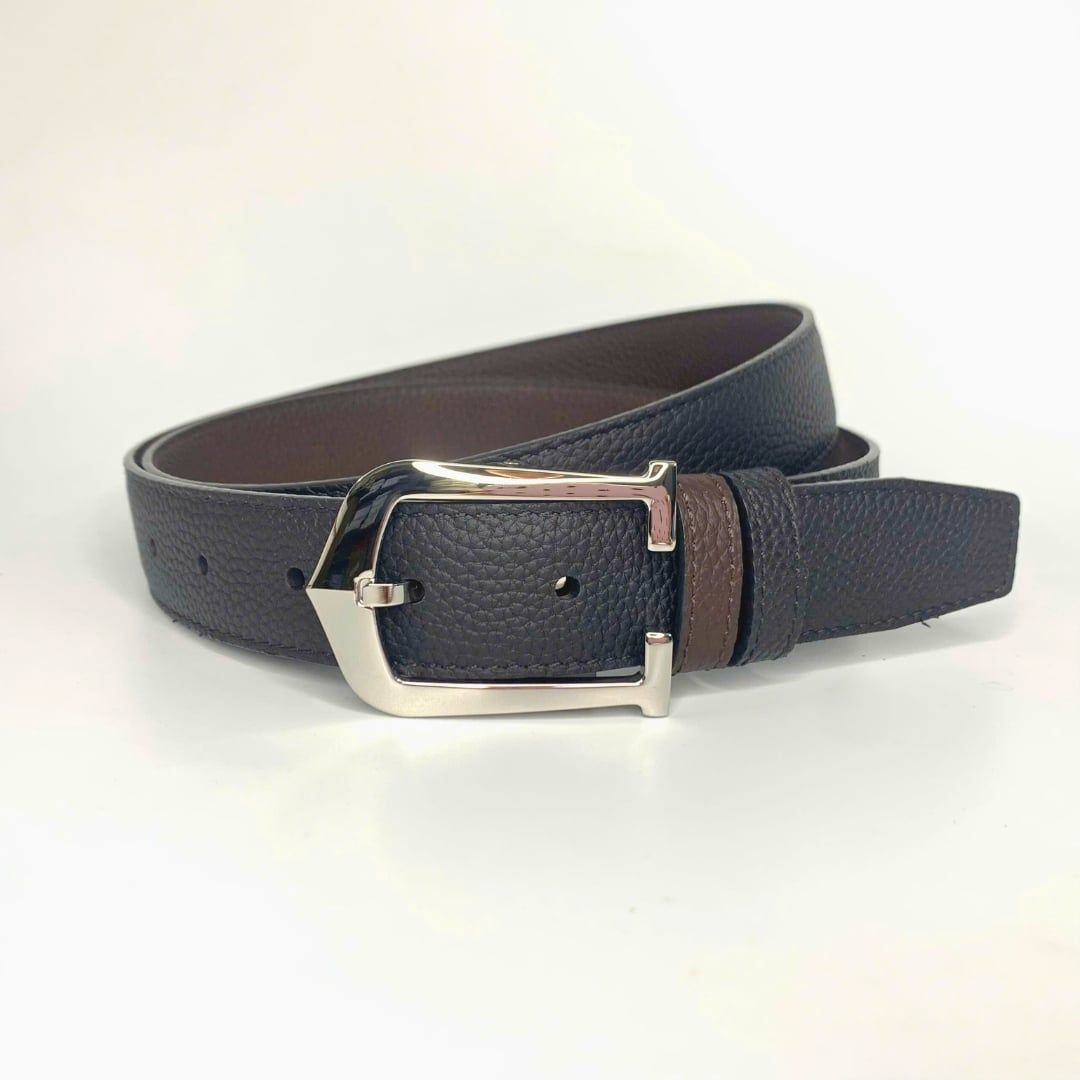 Thắt lưng nam da bò 3.0 cm nâu đen sần khóa kim Richard RC067BR