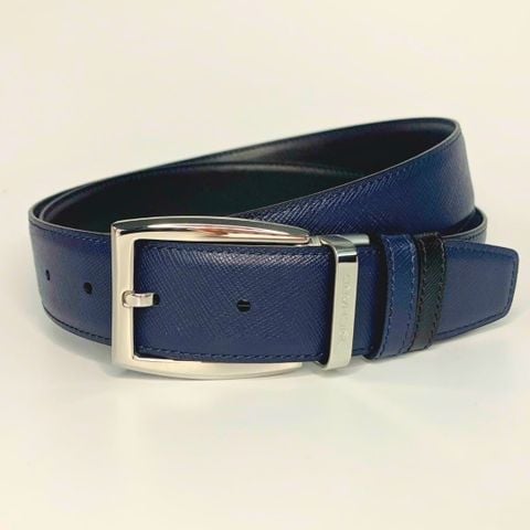 Dây lưng nam da bò vân Saffiano 3.4 cm mặt khóa thép không gỉ RC069BSX