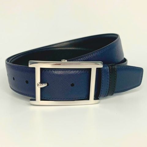 Dây lưng nam da bò vân Saffiano 3.4 cm mặt khóa thép không gỉ RC084BSX