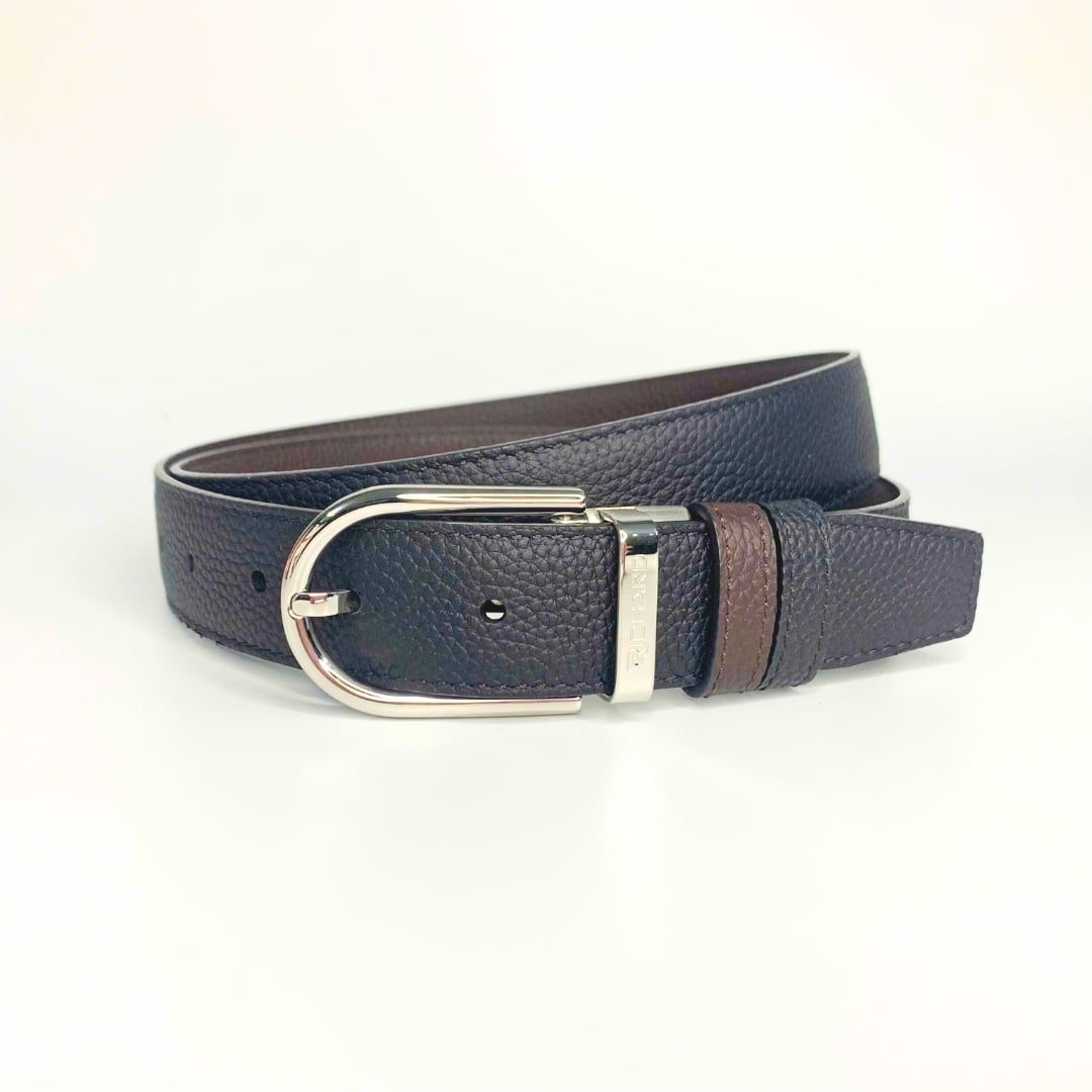 Thắt lưng nam da bò 3.0 cm nâu đen sần khóa kim Richard RC108BR