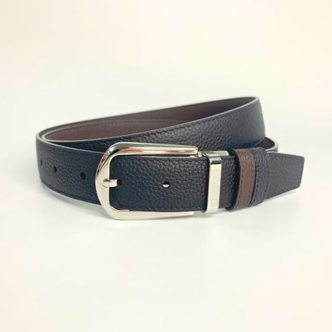 Thắt lưng nam da bò 3.0 cm nâu đen sần khóa kim Richard RC110BR