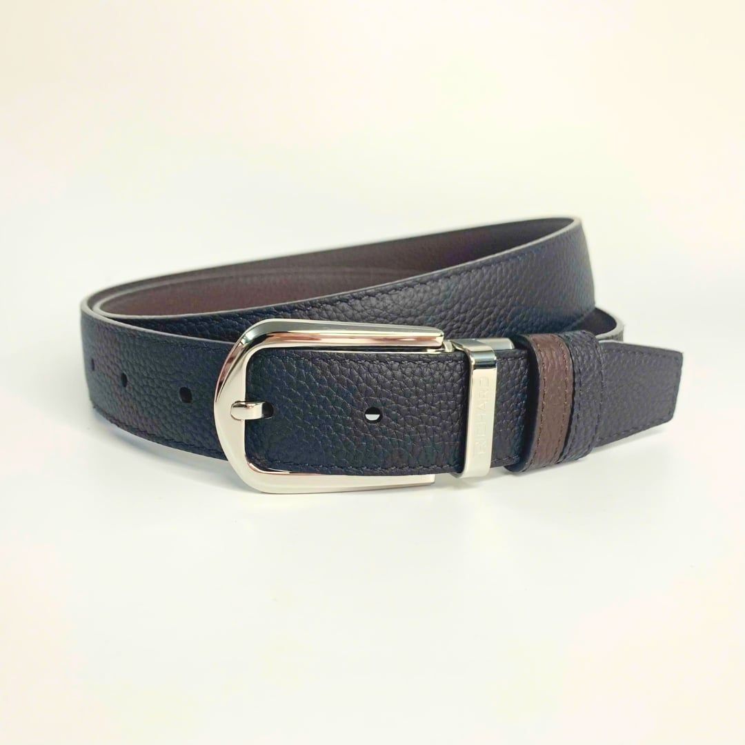 Thắt lưng nam da bò 3.0 cm nâu đen sần khóa kim Richard RC110BR