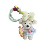 Móc khóa bông - Chó đeo nơ