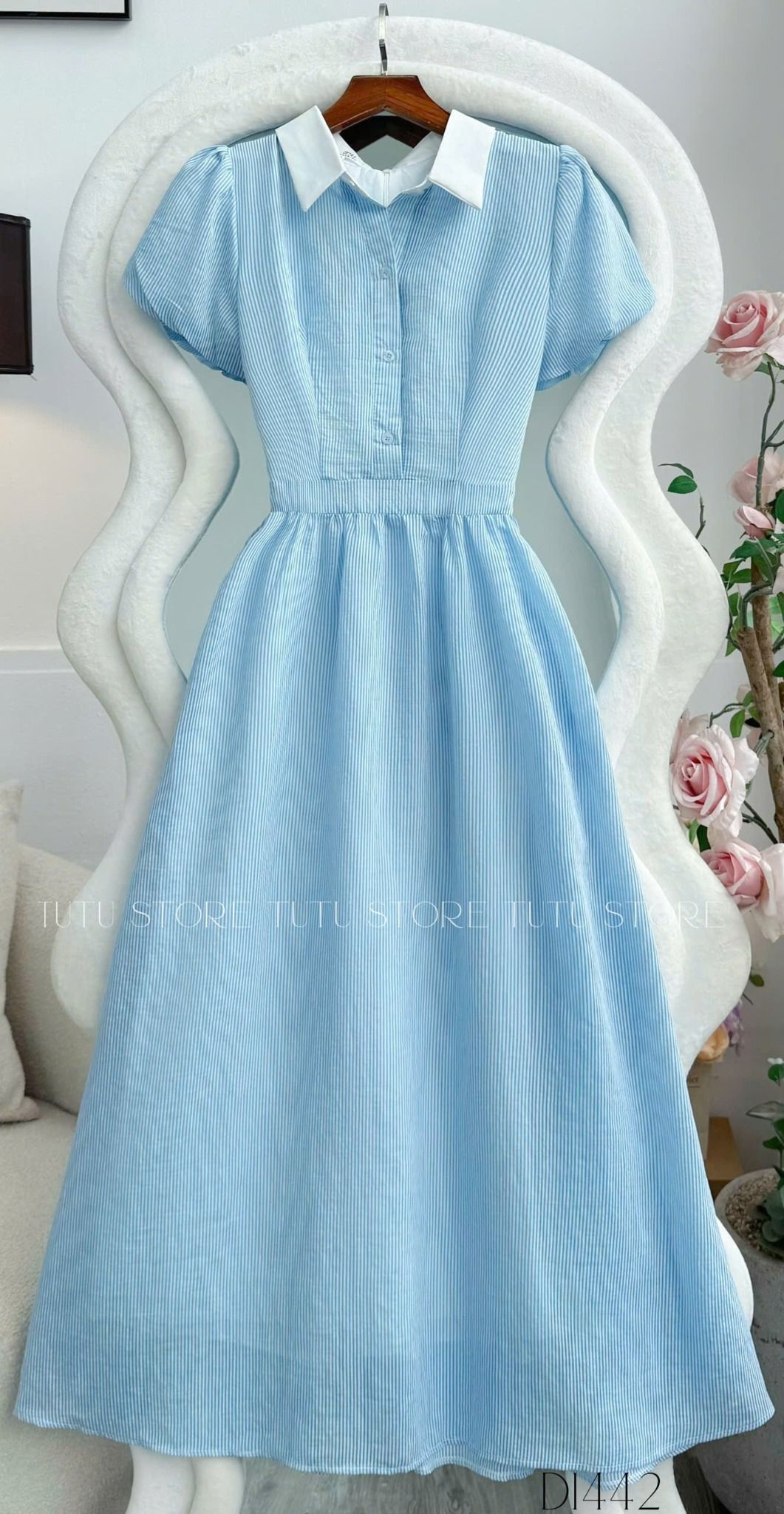 Đầm Cổ Somi Xô Linen Thiết Kế TuTu Store Phù Hợp Đi Chơi Dành Cho Nữ - Mã D1442